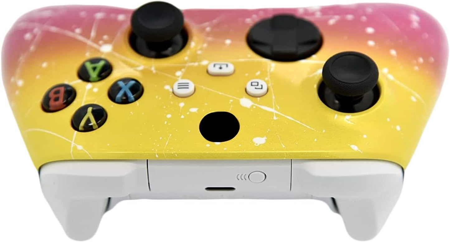 Hand Airbrushed Fade Custom Controller Compatible with Xbox Series X/S & Xbox One (Series X/S Pink & Yellow White Drip)