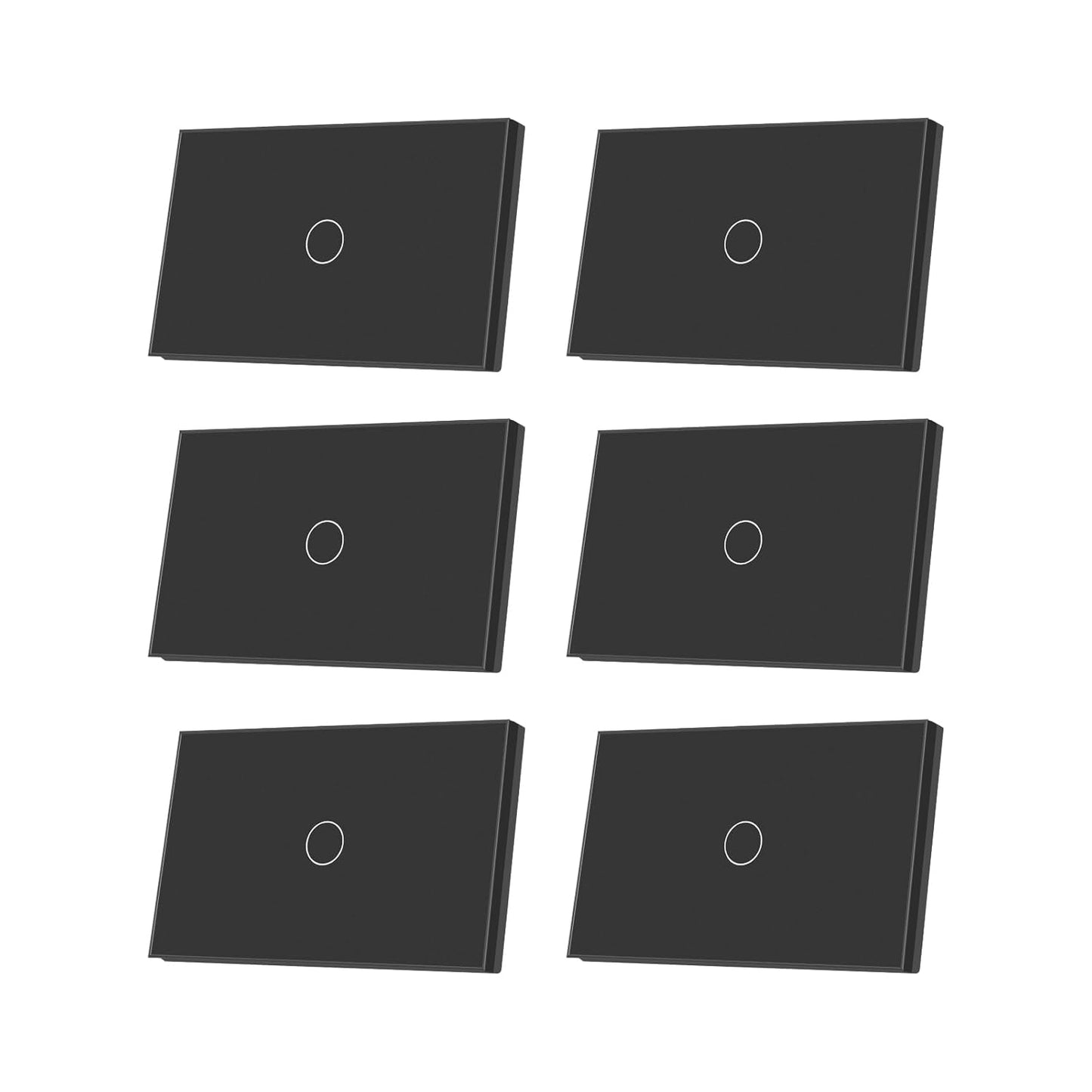 2 Way Light Switch 118X72X34MM No Neutral Wire, Wall Touch Switch 1000W, Tempered Glass Panel, FCC, Black 1 Gang
