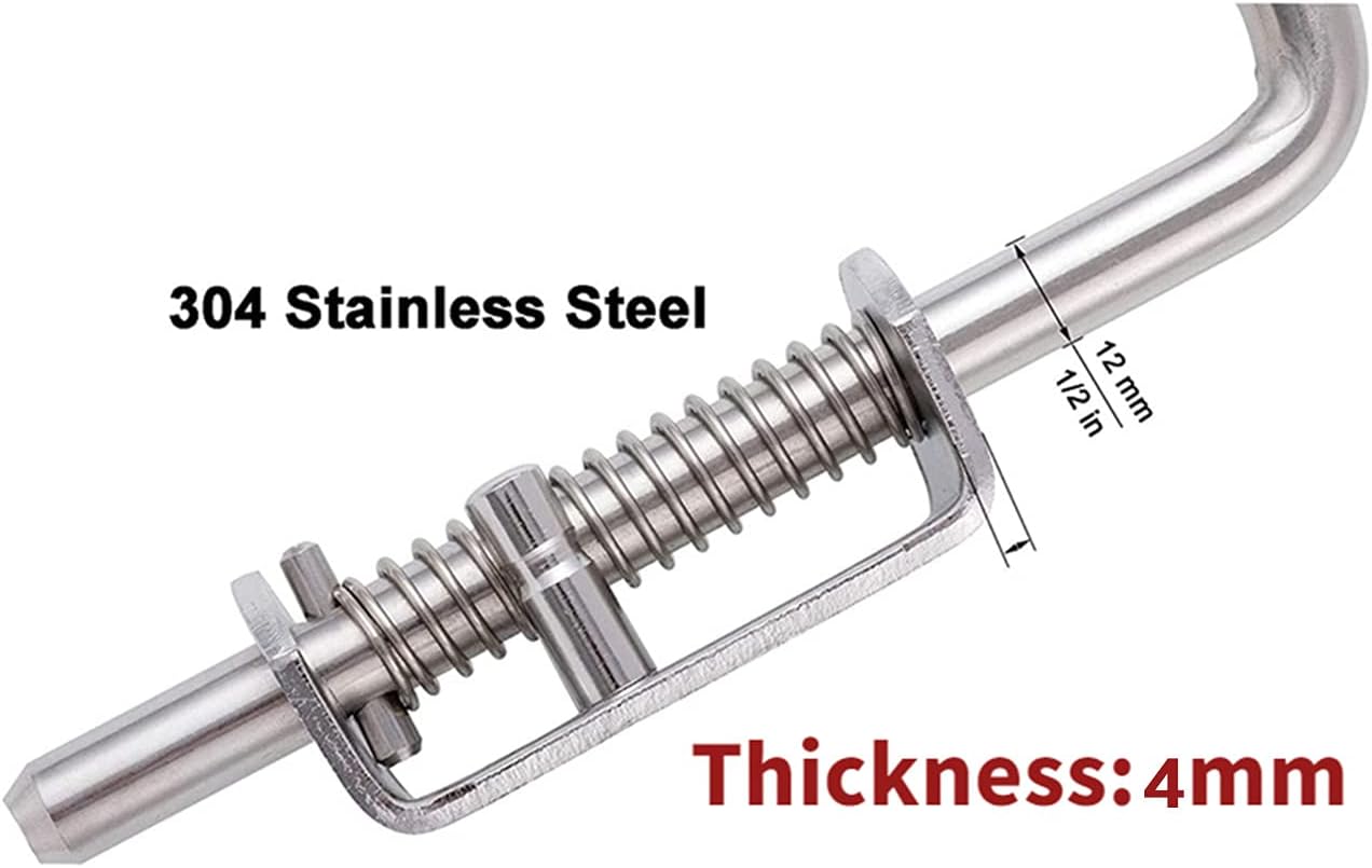 Heavy Duty 304 Stainless Steel Spring Pin Latch Lock Assembly for Doors Cabinets and Utility Trailer Gate -136mm/155mm/165mm (1 pcs) (12X165)
