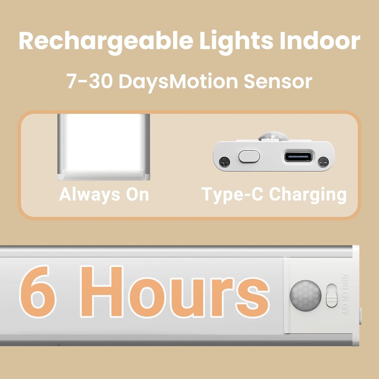Under Cabinet Lights, Motion Sensor Magnetic LED Light, 12 inch 1500mAh Rechargeable Battery Dimmable Lights with 3 Color Temps, Indoor Wireless Lighting for Kitchen, Closet, Pantry, Counter, 4 Pack