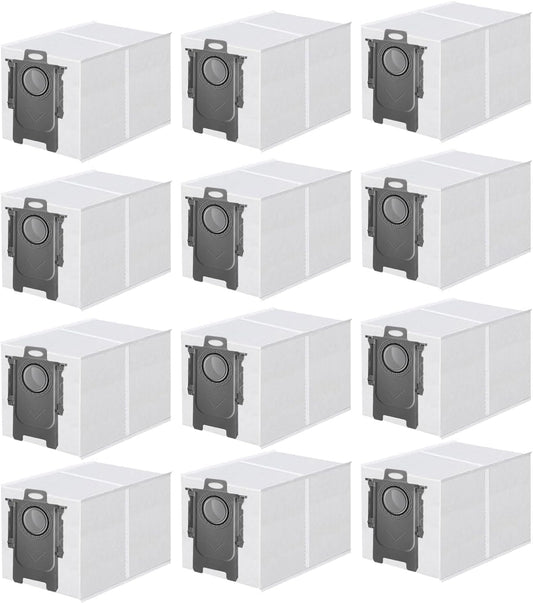 12 Packs Dust Bags Compatible with Roborock QV 35S/35A/Qrevo S5V/Saros 10/ 10R/Q Revo/Qrevo S/Qrevo 2R3W/Pro/MaxV/Master/Plus/Curv/S8 Max Ultra/S8 MaxV Ultra/Qrevo Slim Vacuum Cleaner, 3L Capacity