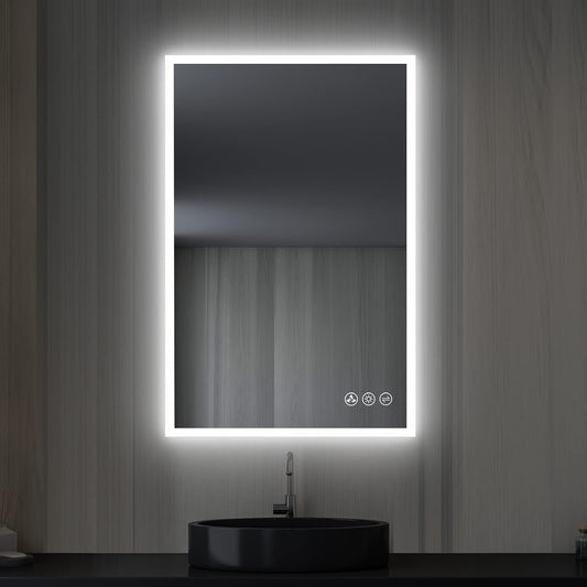 24x36 LED Mirror for Bathroom | Backlit LED Vanity Mirror with Anti-Fog, Stepless Dimmable, 3 Color Temperature | Wall Mounted Lighted Bathroom Mirror | Smart Vanity Makeup Mirror with Lights