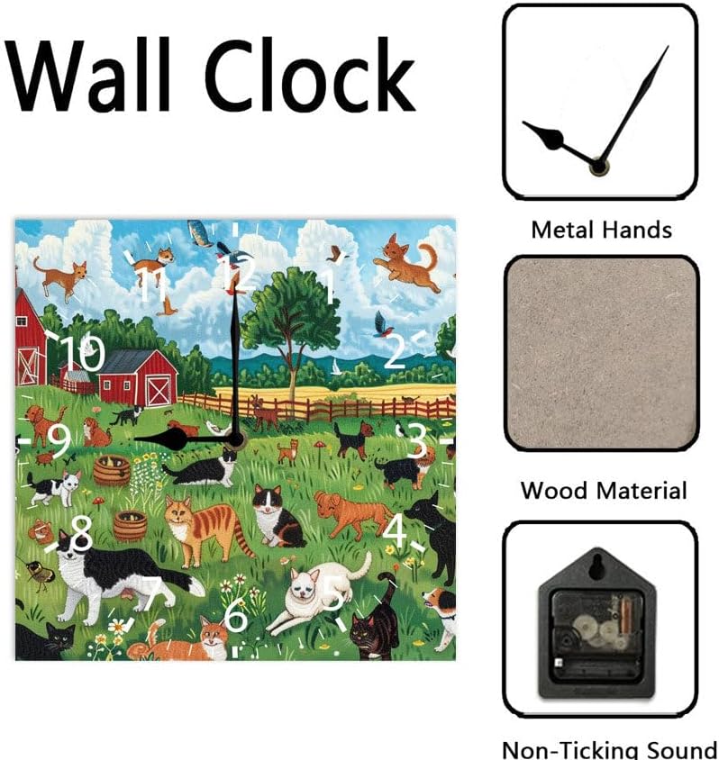 10 in Dog Pooping -269 Wood Wall Clock – Digital Time Display, Smart Home Compatible for Bedside or Workspace