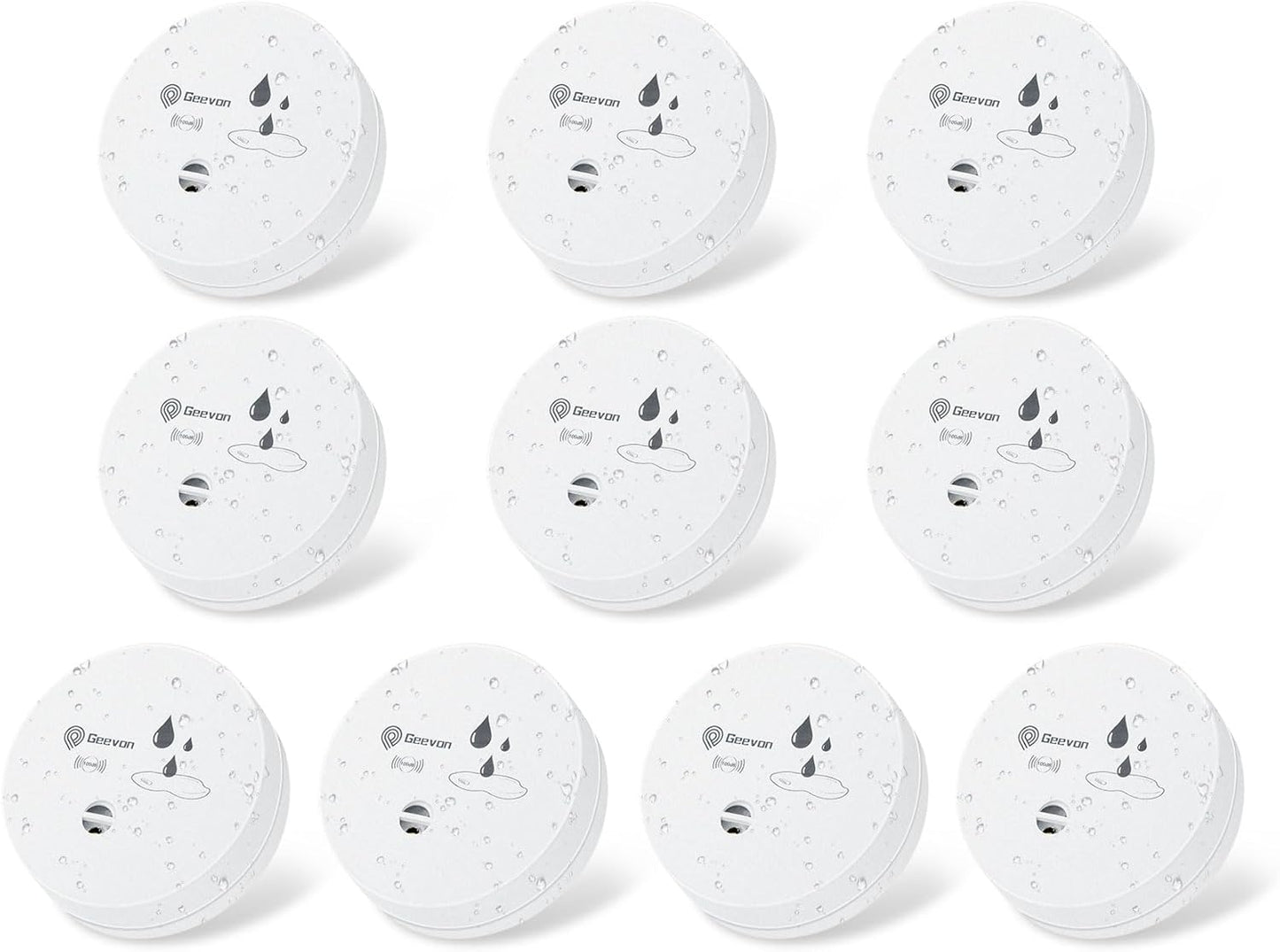 Geevon 8 Pack Water Leak Detectors, 100dB Water Sensor Alarms Flood Detector for Basements, Bathrooms, Laundry Rooms, Kitchens, Garages, and Attics, Water Alarms Battery-Operated (Battery Included)