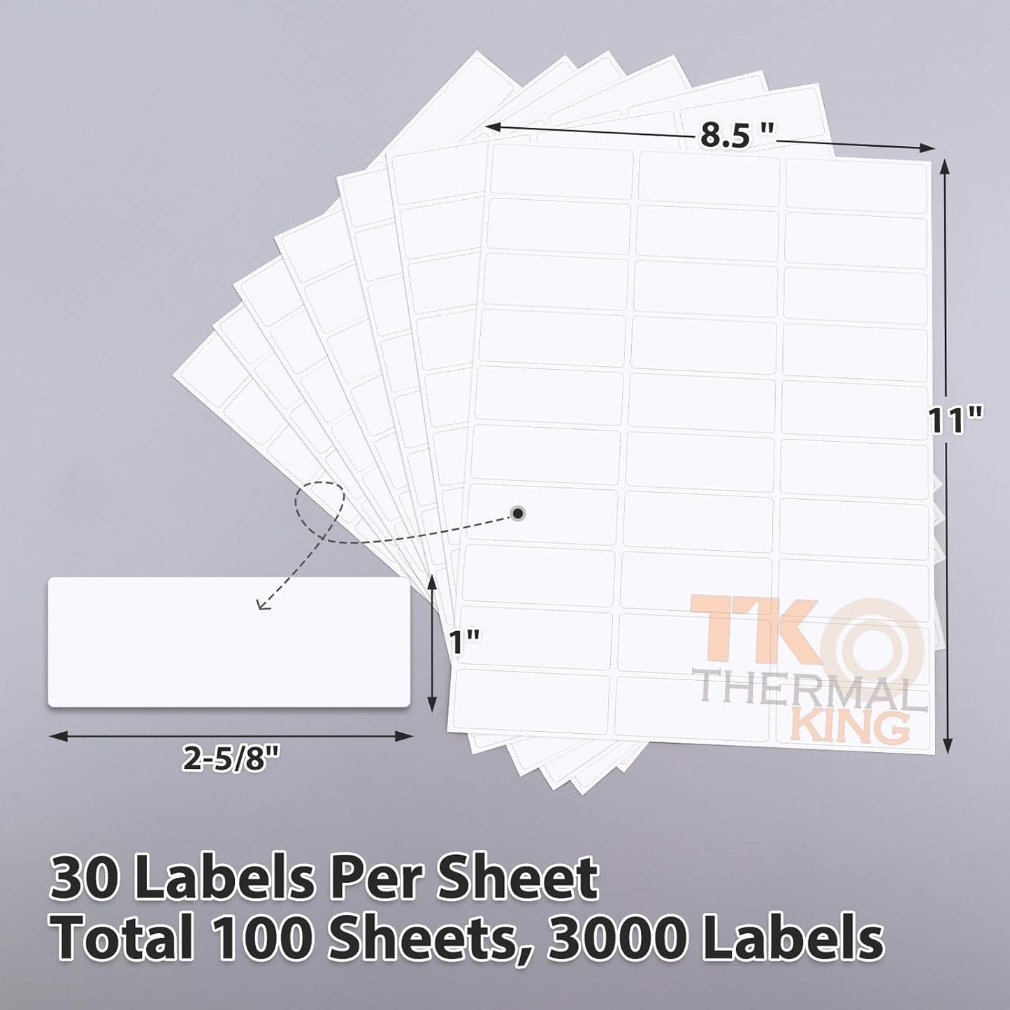 1" x 2-5/8" 100 Sheets Easy Peel White Blank Sticker Mailing Shipping Address 3,000 Labels (30 Labels/Sheet)