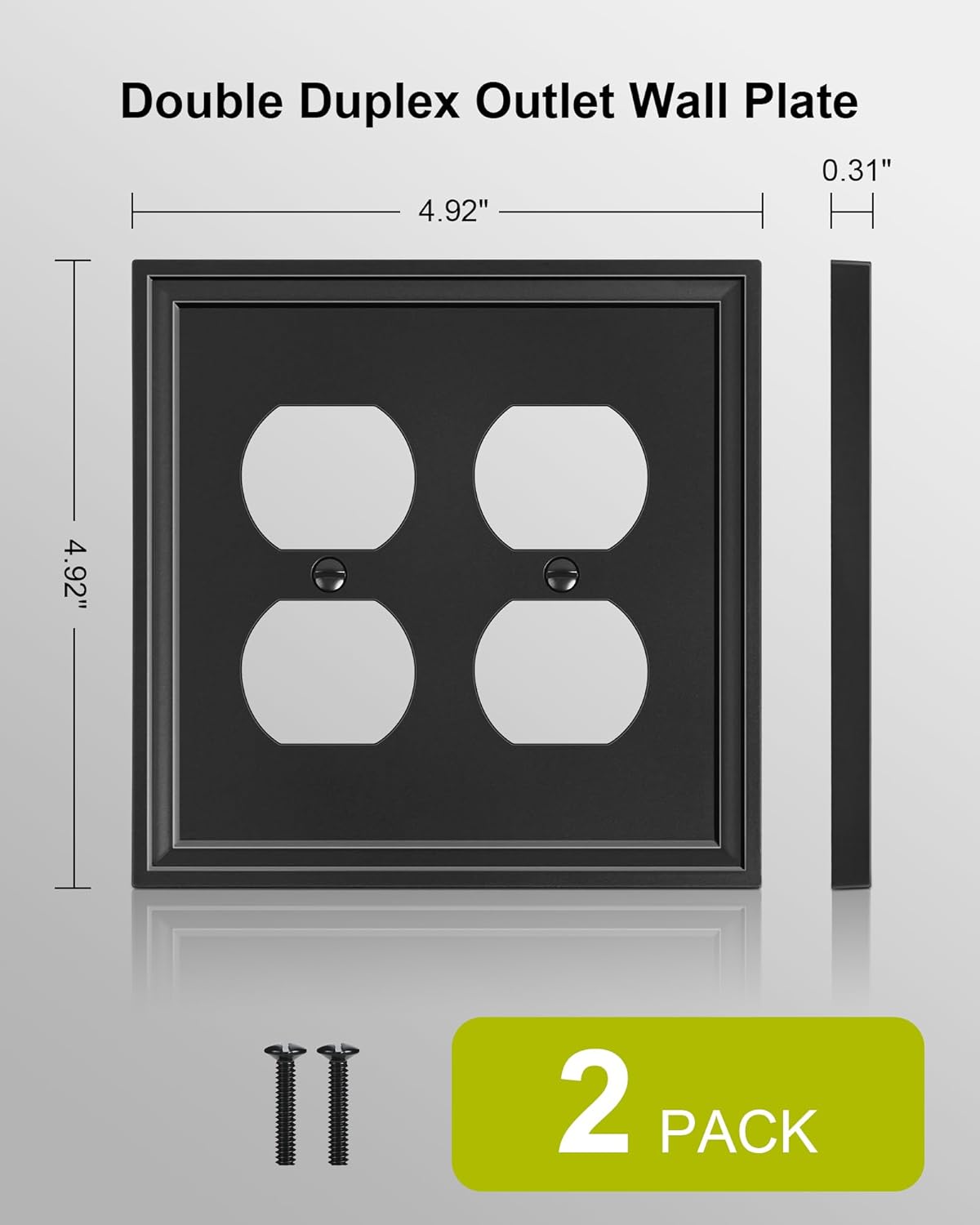 2-Pack Double Duplex Outlet Cover, Natural Bamboo Fiber Switch Plates and Outlet Covers, Black Decorative Wall Plates for Electrical Outlets, 2 Gang Receptacle Cover, Corrosion Resistant