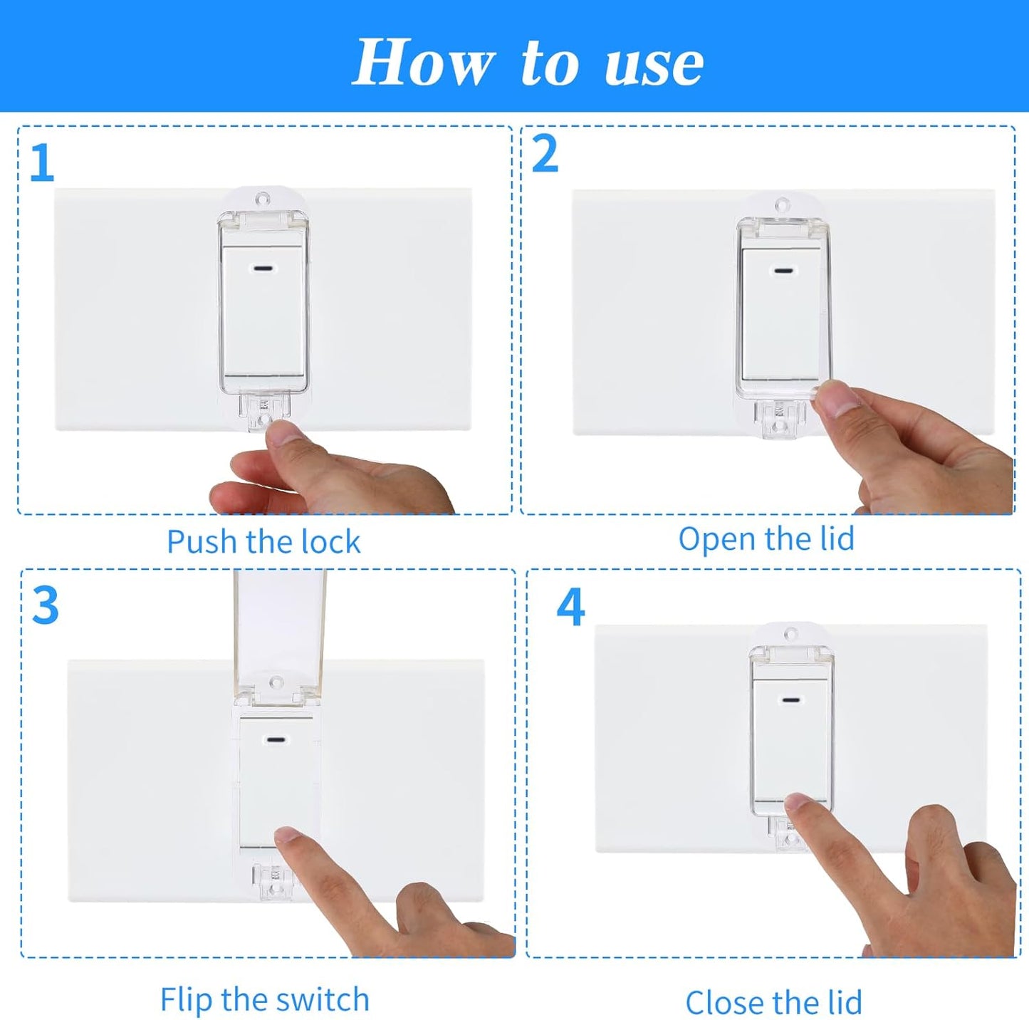 2pcs Lightswitch Cover Baby Proof Transparent Light Switch Lock, Switch Blocker for Keeps Lights or Switches from Being Accidentally Turned ON or OFF Child Proof Light Switch Cover