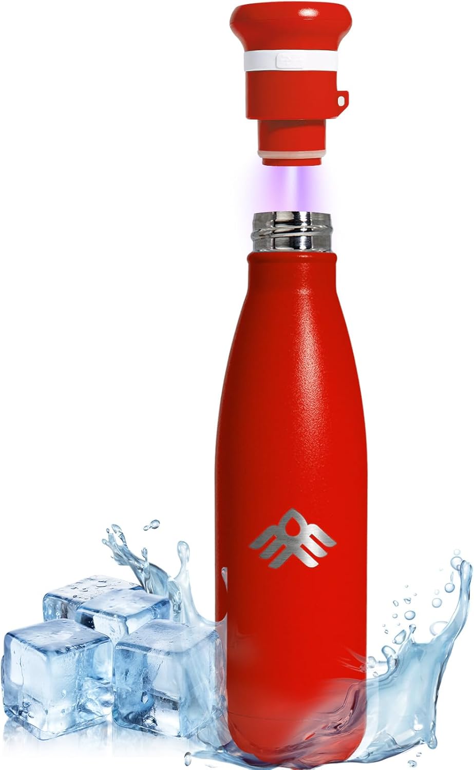 27 oz Smart Self Cleaning Water Large Bottle Cinnabar 304 Stainless Steel Insulated Light Purifying Bottle LED + Activated-Carbon Filter USB-C Rechargeable BPA-Free for Outdoor & Sports