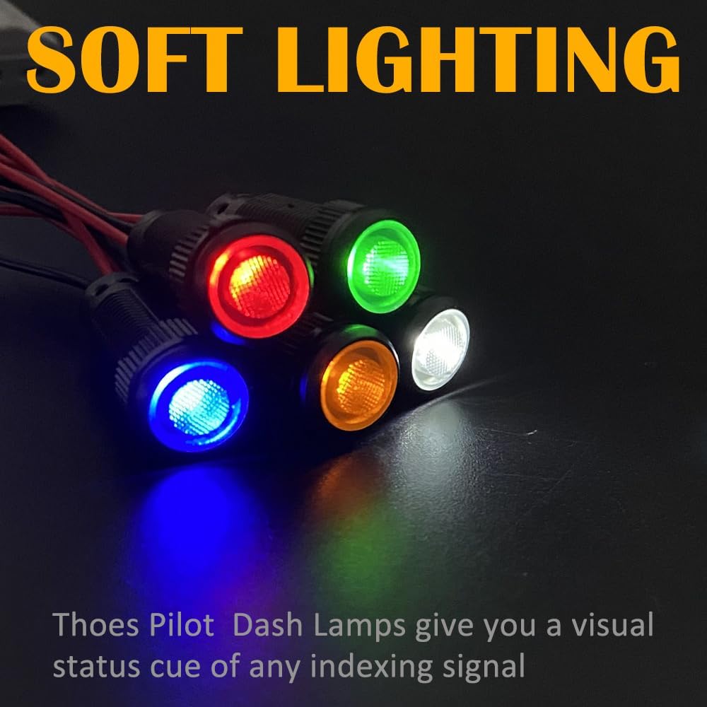 5pcs 10mm LED Indicator Light Plastic Black Signal Dot Lamp 12V-24V 2/5" Mounting Hole Size with 15cm/5.9in. Wire (Green LED)