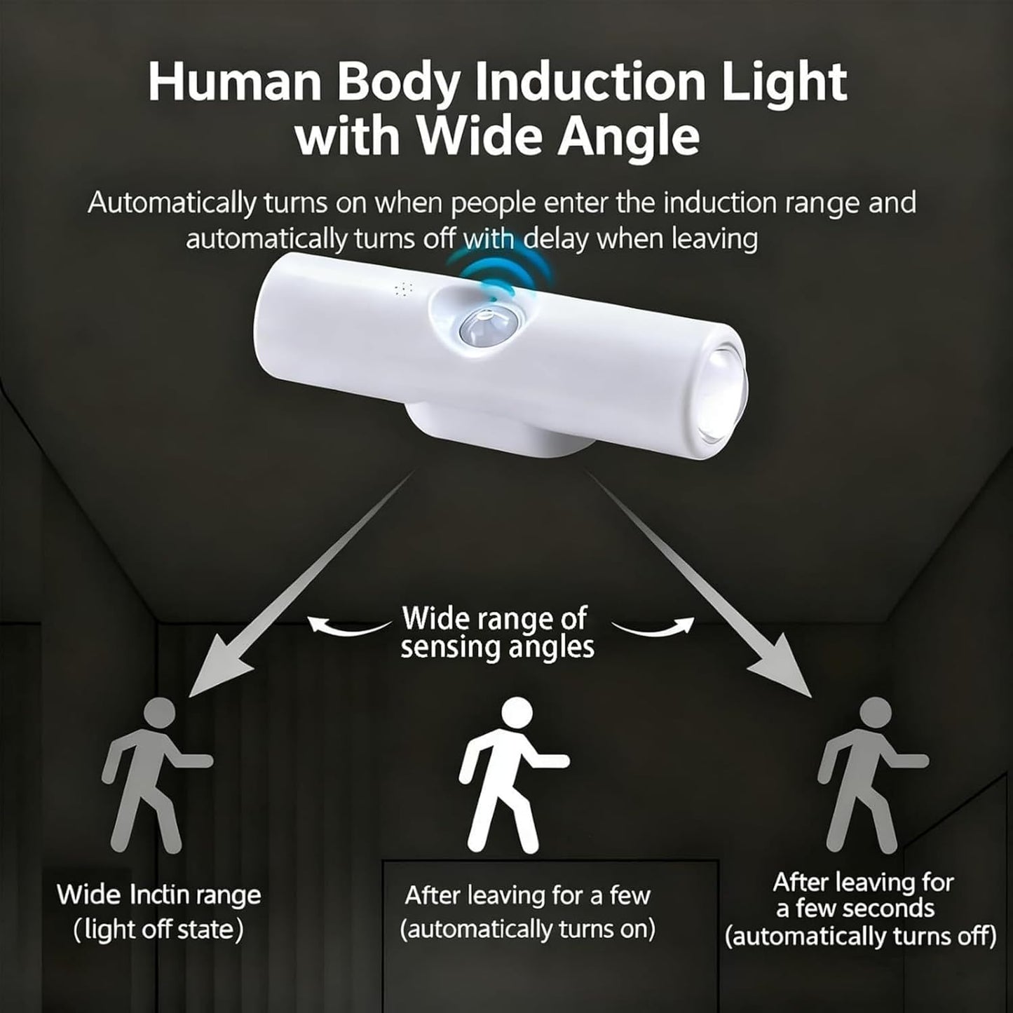 Rechargeable Smart LED Motion Sensor Ambient Light, Punch-Free Smart Sensor Magnetic Rechargeable LED Lights, Color Changing Motion Sensor Light for Stairs, Wardrobe, Cabinet (2, Black-3 Colors)