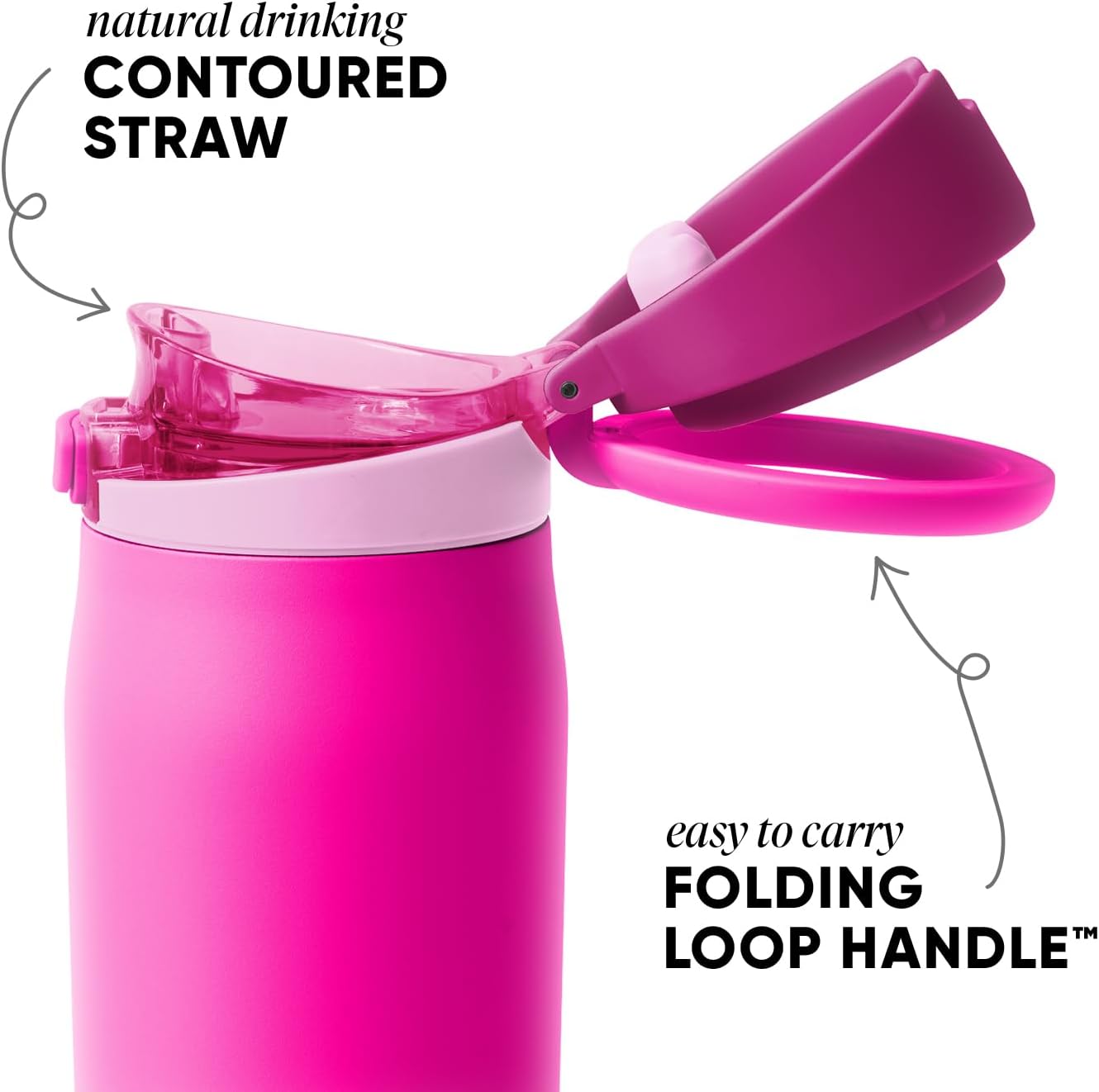 Simple Modern Mesa Loop Water Bottle with Covered Straw and Handle | 30oz Cup Holder Friendly Insulated Stainless Steel Bottles for Travel, Sports and School | Raspberry Vibes