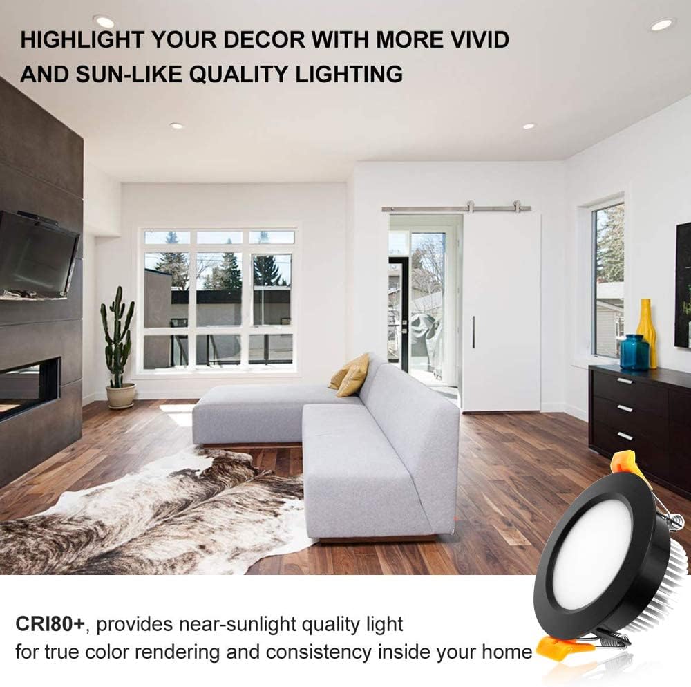 YGS-Tech 2 Inch LED Recessed Lighting, Dimmable Downlight 3W(35W Halogen Equivalent), CRI80, 5000K Daylight White Ceiling Light with LED Driver (1 Pack)