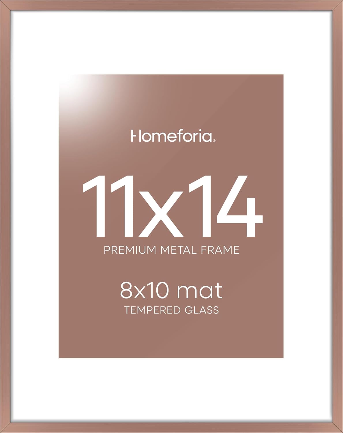 Homeforia Mocha 11x14 Picture Frame, High End Metal 11x14 Poster Frames with Mat 8x10, 11 x 14 Mocha Frame Matted to 8 x 10 inch Photo, 11 by 14 Thin Hanging Frames, Tempered Glass, Wall Kit, Set of 1