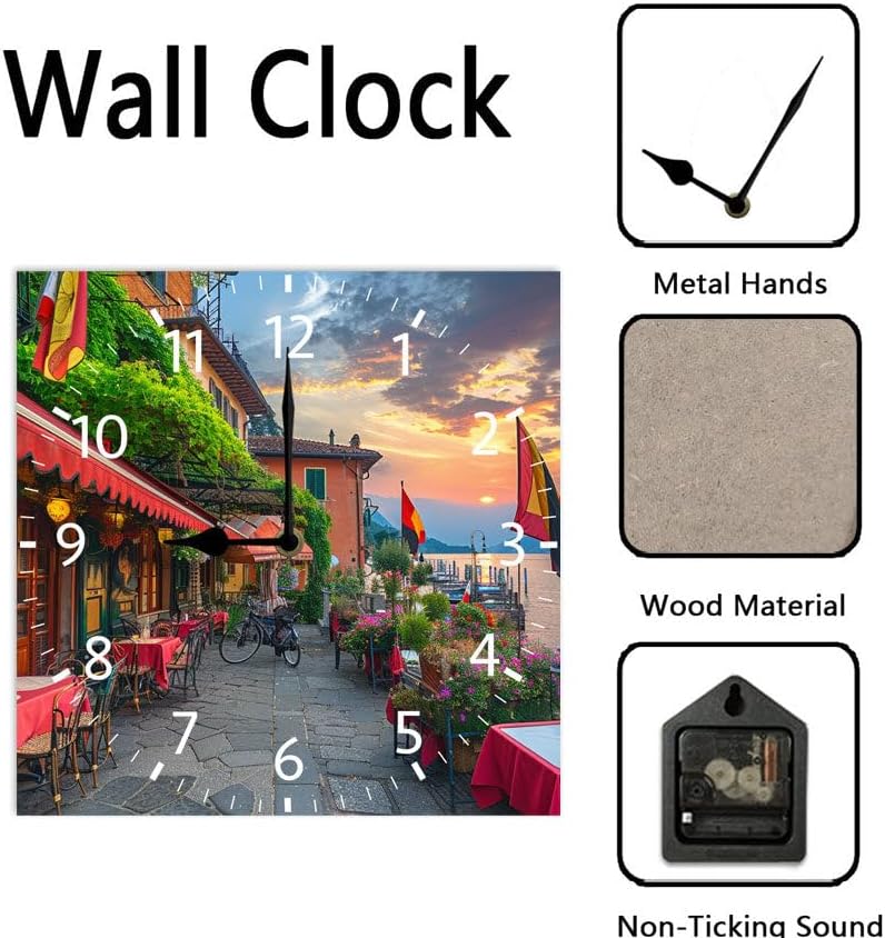 10 in Italy -291 Wood Wall Clock – Digital Time Display, Smart Home Compatible for Bedside or Workspace
