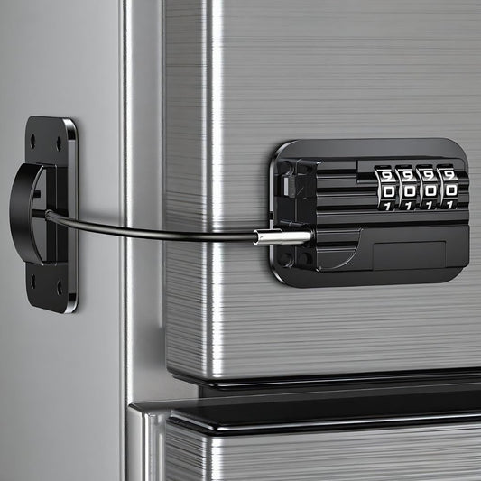 2025 New Refrigerator Locks with Combination - Child Proof Fridge Locks for Kids and Aldult with 4 Code, Cabinets Safety Door Lock for Freezer and Drawers, Windows - No Tools Need or Drill (Patent)
