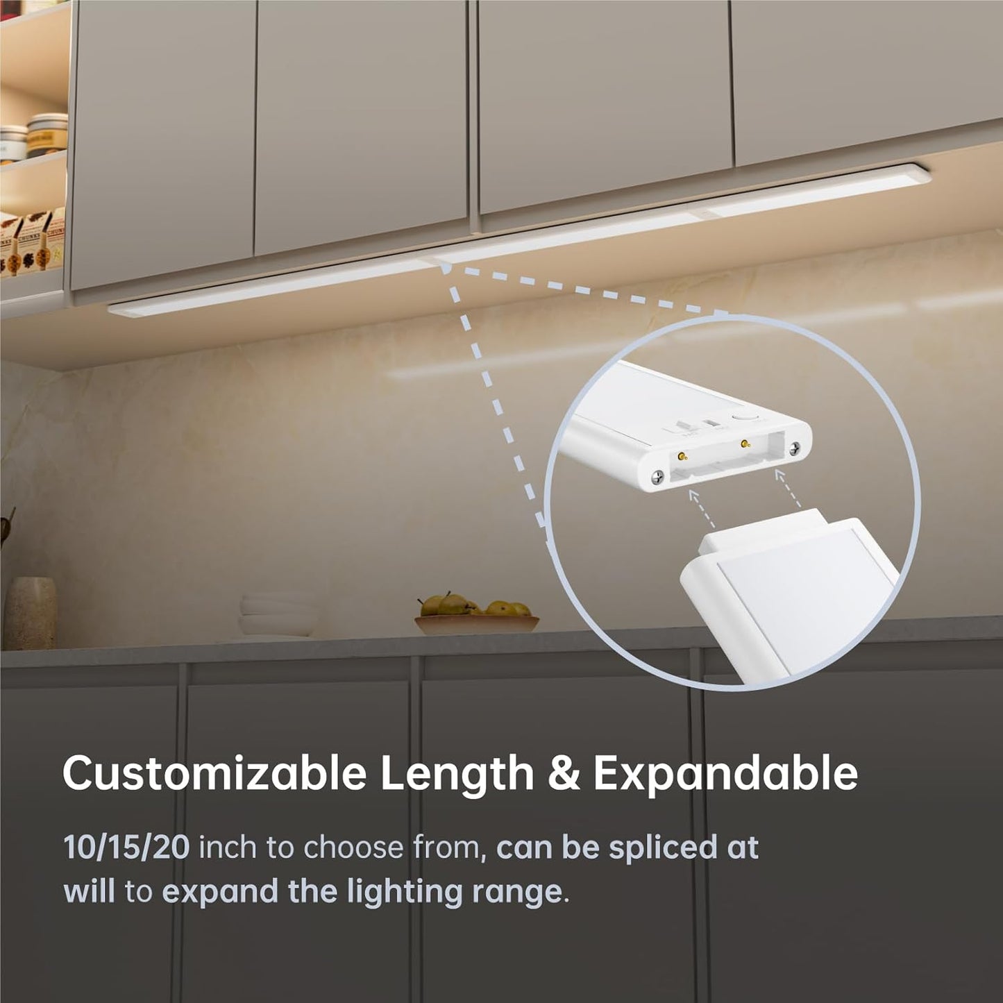 15 Inch Under Cabinet Lighting, Expandable LED Cabinet Light with Sensor Controls, Adjustable Color Temperature & Brightness, Wireless Magnetic Installation