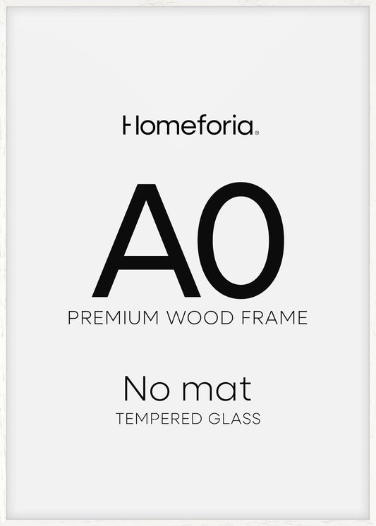 Homeforia A0 Frame White Wood, High End Oak 33.1 x 46.8 White Wooden Poster Frames Matted to 23.4 by 33.1 inches Photo, A0 Size Large Wood Picture Frame with Mat A1, Tempered Glass, Wall Kit, Set of 1