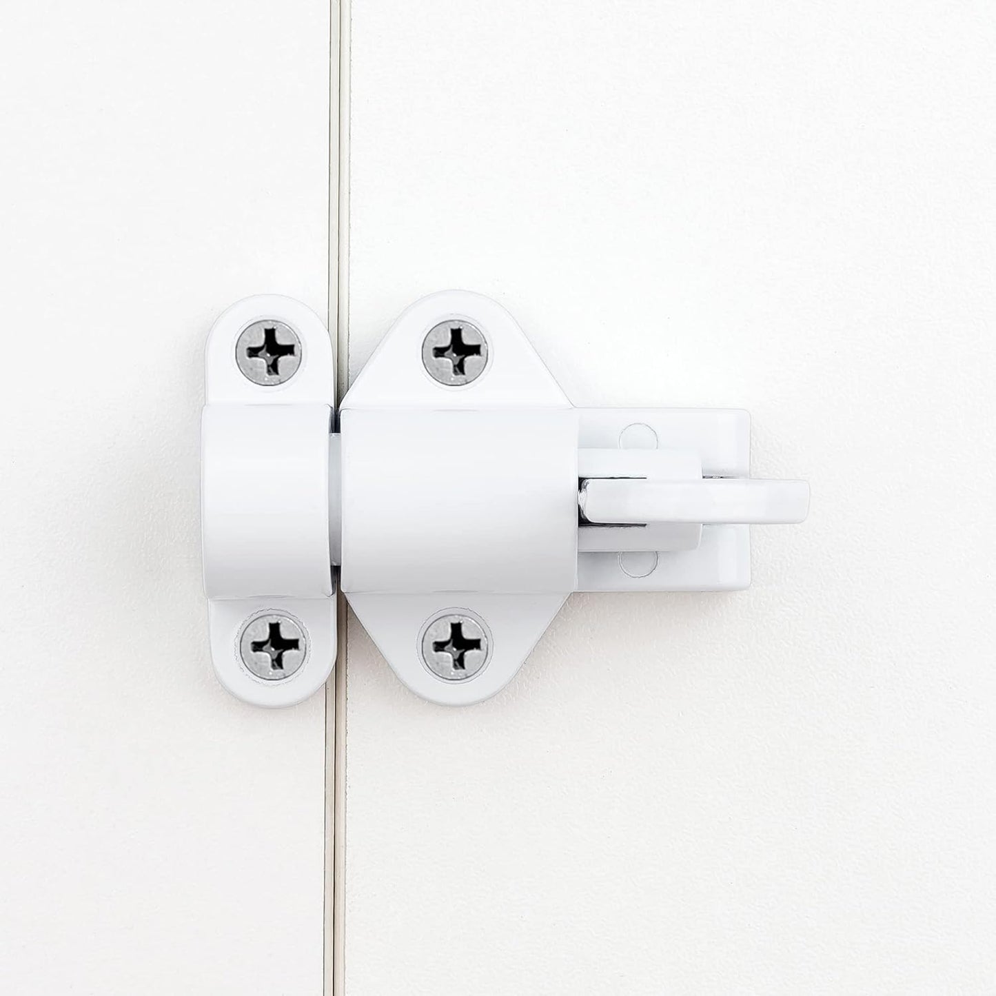 10 Packs Self-Closing Latches，White Spring Door Lock，Resilient Bolt Latch Aluminum Alloy Safety Automatic Spring Barrel Slide Door Lock with Screws,Used for Gate,Window and Cabinet etc