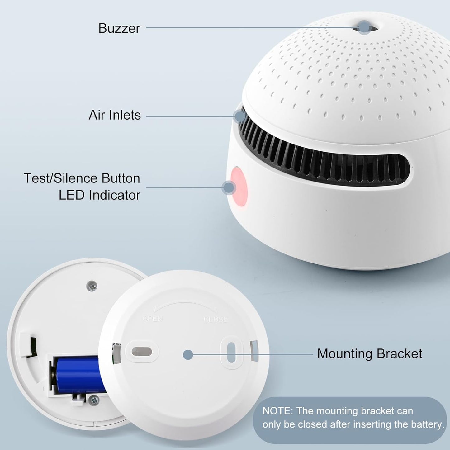1-Pack Smart Smoke Detector,Wi-Fi Smoke Detector with Smart Life App Notifications,10-Year Replaceable Battery,Mini Fire Alarm Battery Powered for Home, RV