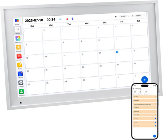 15.6 inch Wall Planner Digital Calendar & Chore Chart, Smart Tablet Touchscreen Interactive Display for Family Schedules, Great for Organizing Your Tasks