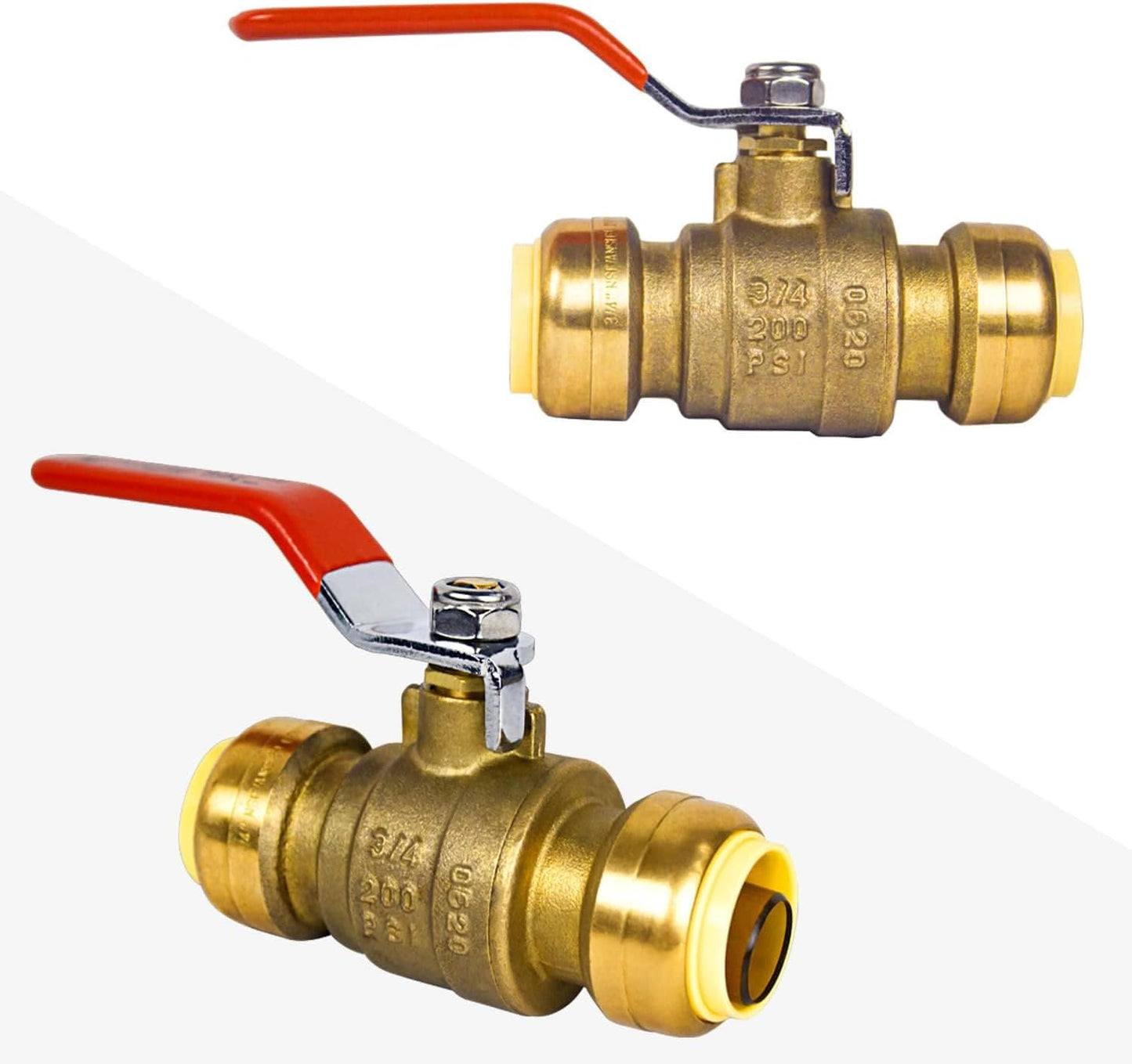 (Pack of 5) AB 3/4 Inch Push to Connect Ball Valve, 3/4 Inch Water Shut Off Valve with Disconnect Clip, Full Port Push Fit Ball Valve for Copper, CPVC,PE-RT and PEX Pipe, UPC Certified