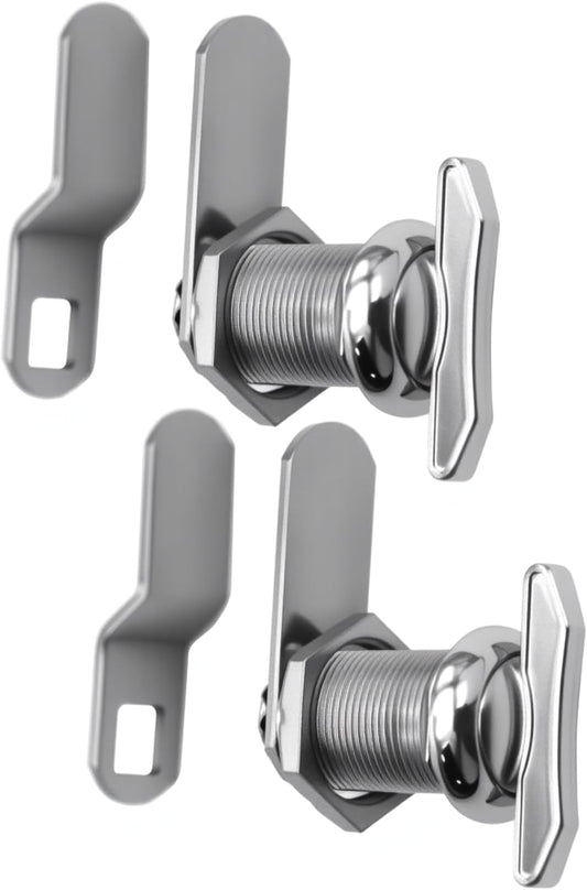 1" Thumb Operated Offset Cam Lock, RV Compartment Latch, Non-Locking Thumb Turn, for RV Compartment Camper Storage Door (2 Pack)