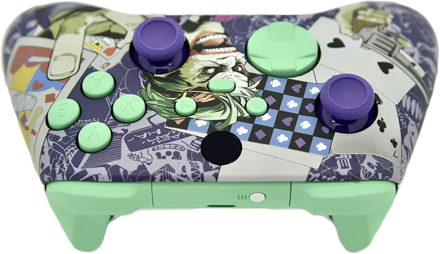Hand Airbrushed Fade Custom Controller Compatible with Xbox Series X/S & Xbox One (Series X/S Crazy Cards W/Green Mint Inserts)