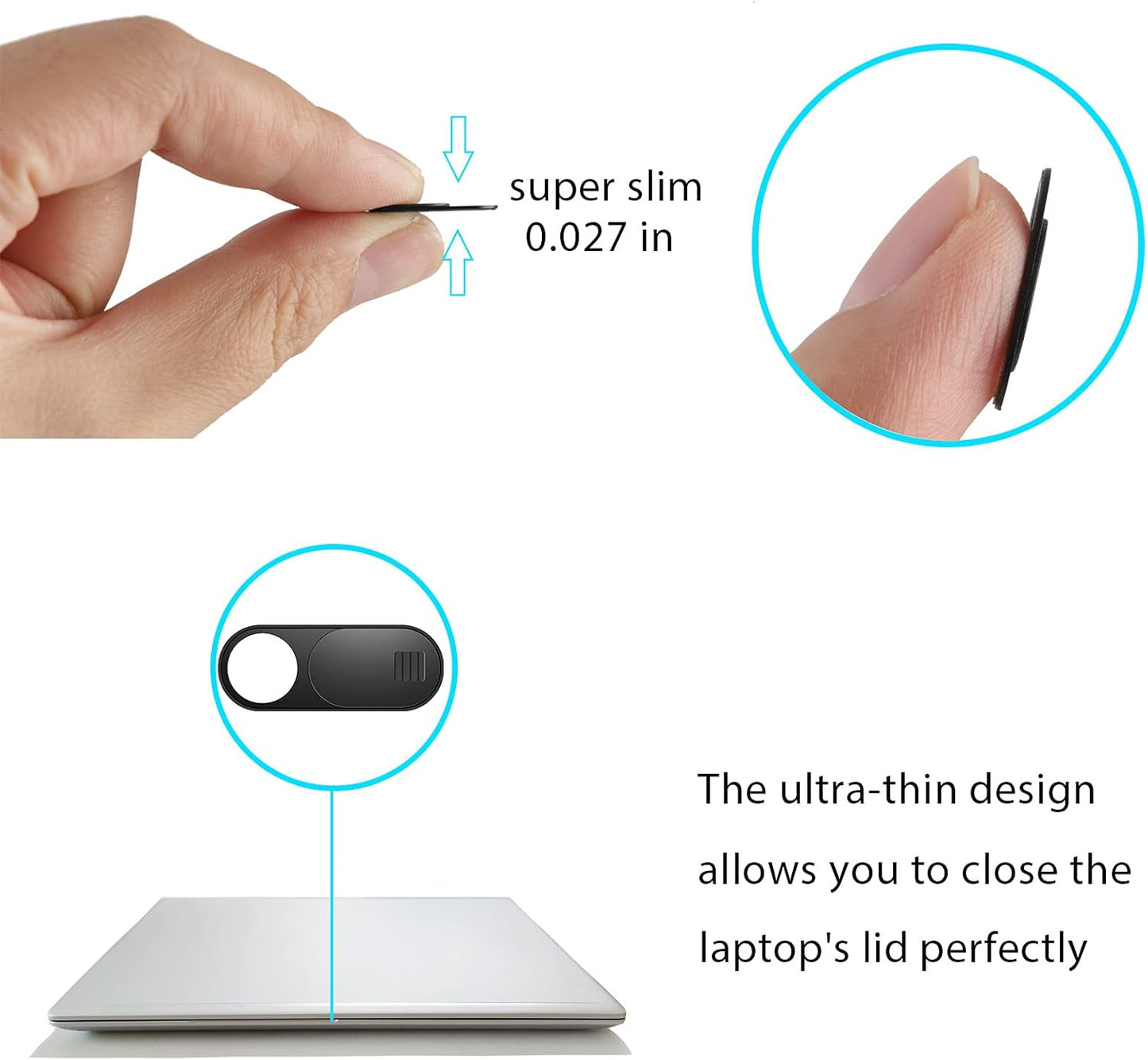 Laptop Camera Cover Slide, Camera Cover, 6 Pack Ultra Thin Webcam Cover Slide for Laptop, Desktop, PC, Tablet, Smartphone, Protect Your Privacy and Security(Black)