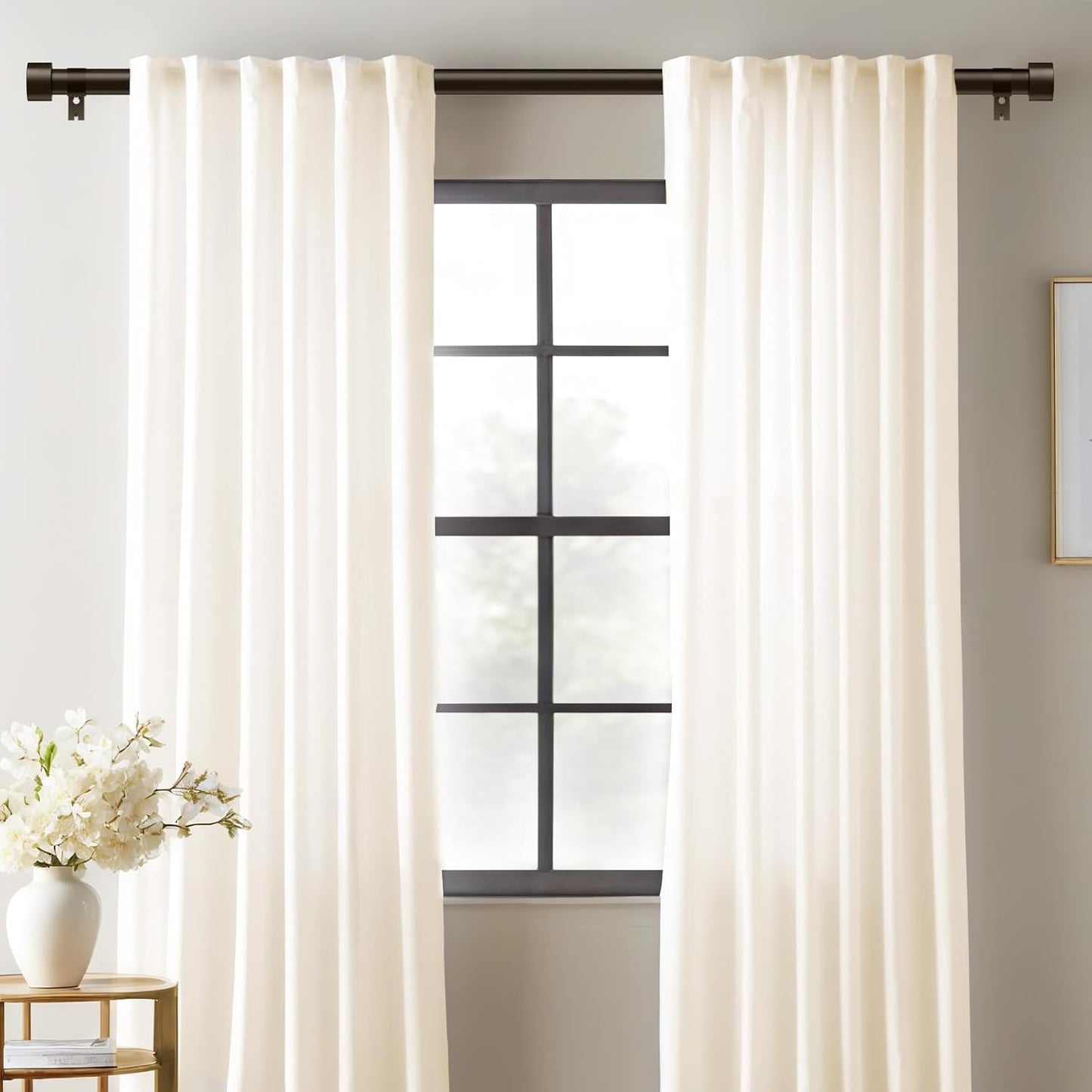 2 Pack Curtain Rods for Windows 48 to 84 Inch(4-7ft), 1 Inch Bronze Adjustable Heavy Duty Long Curtain Rod Set, Modern Style Outdoor Drapery Rods for Patio Bedroom, Size 32"- 90"