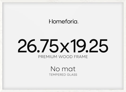 Homeforia 19.25x26.75 White Wood Puzzle Frame, High End Oak 19.25 x 26.75 Frames without Mat, Wooden 26.75x19.25 Picture Frames for Wall, 19.25by26.75 Poster Frames, Tempered Glass, Wall Kit, Set of 1