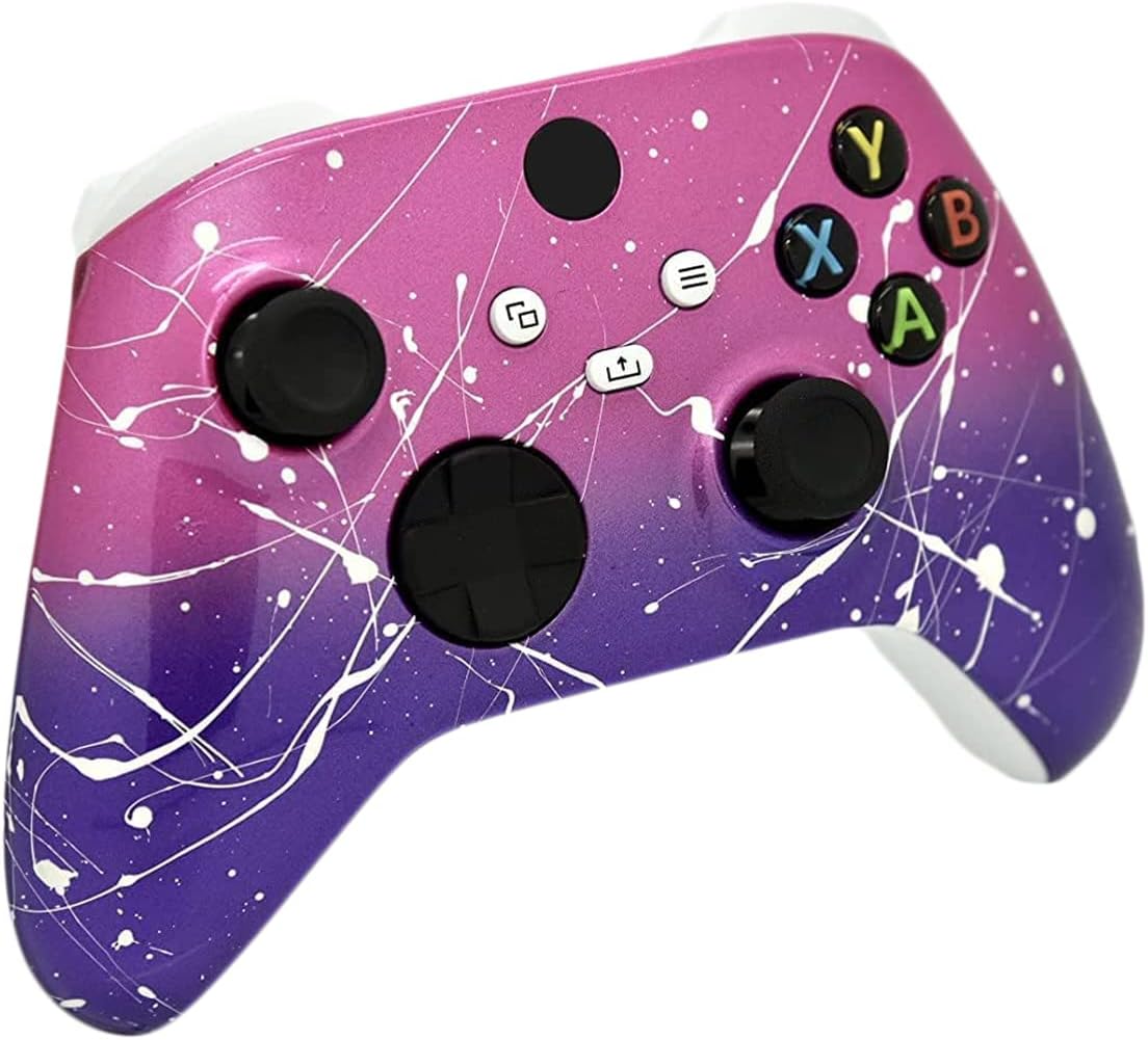 Hand Airbrushed Fade Custom Controller Compatible with Xbox Series X/S & Xbox One (Series X/S Pink & Purple White Drip)