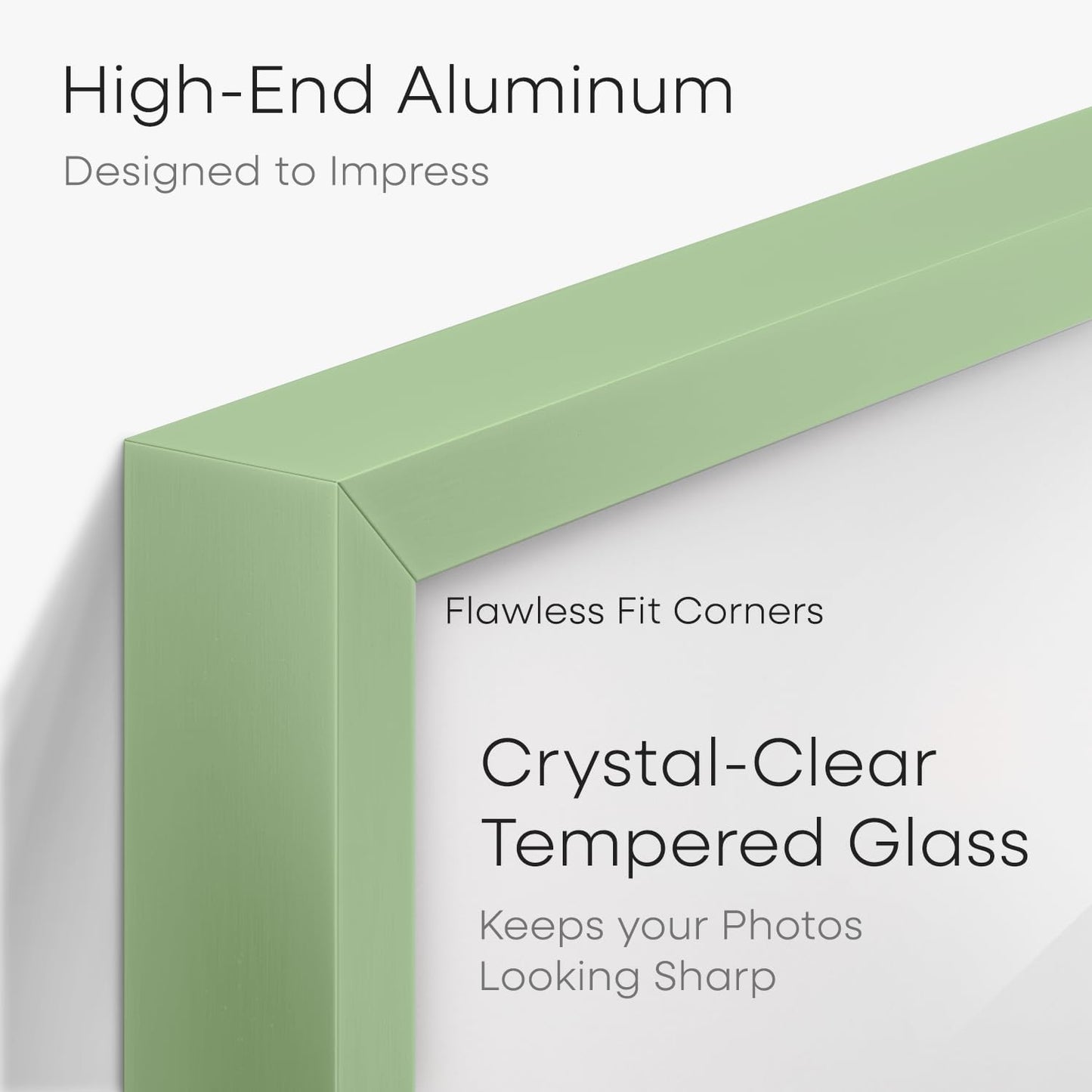 Homeforia A3 Picture Frame Sage Green, High End Metal 11.7 x 16.5 inch Poster Frames with Mat 8.3 by 11.7 for Photo, A3 Size Frame Matted to A4 Print, 11.7x16.5 Hanging Frame, Tempered Glass, Set of 2