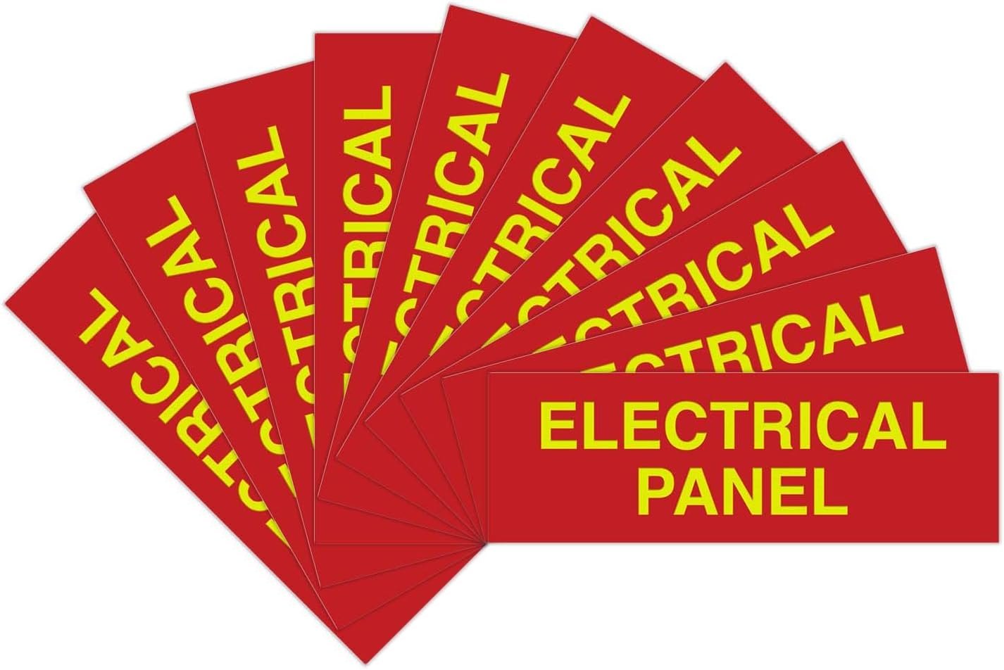 All Quality Basic Electrical Panel Sign - Fire Regulation Safety Compliance Sign - Red/Yellow - Small (10 Pack)