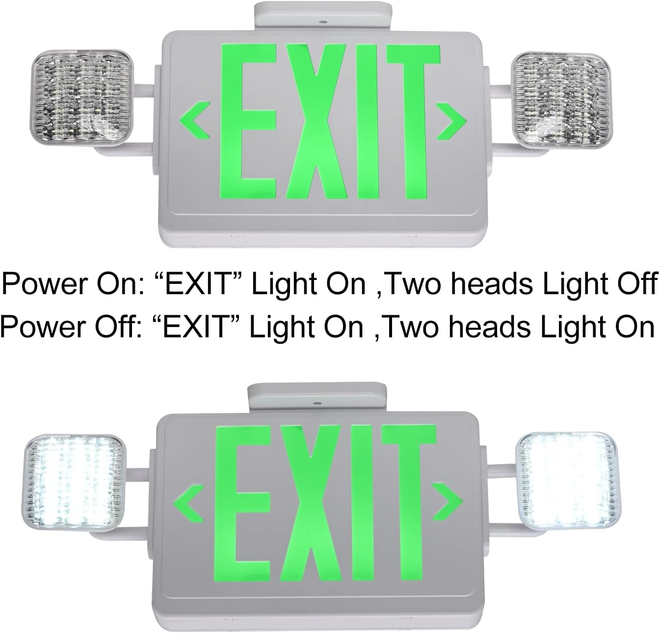 Green Exit Sign,Emergency Lights for Business with Plug,200lm 3Hours Battery Operated Corded Fire Emergency Exit Lighting Combo UL 924 AC85-277V