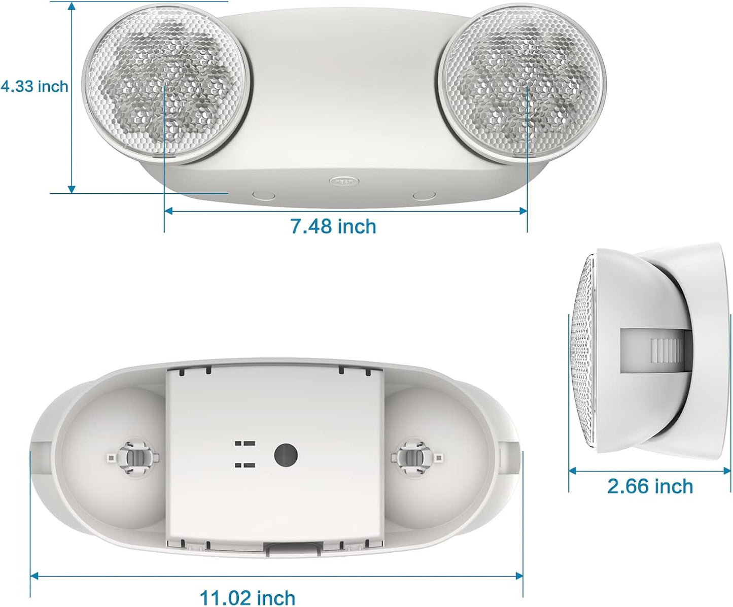 2 Pack Emergency Light, Wall Mount, UL 924 Certified, Battery Backup, 2 Bug Eye Heads, Commercial Lighting Fixtures