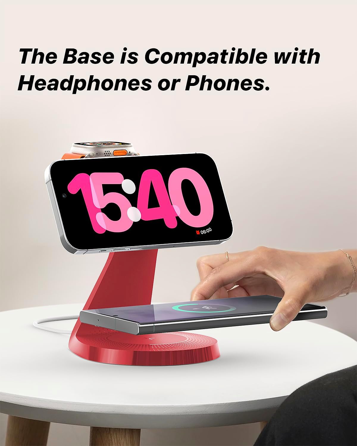 3 in 1 Charging Station for Apple Devices,Mag-Safe Charger Stand Fast Charging,Wireless Charger for iPhone 17/ Air/16/15/14/13/12 Series,& AirPods,& iWatch(USB-C Charger Included)