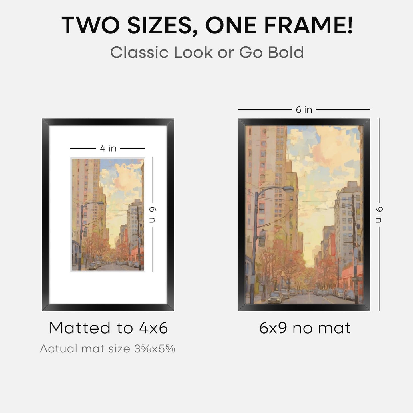 Homeforia 6x9 Picture Frame Black, High End Metal 6 x 9 Black Frames with Mat 4 x 6 for Art, 9x6 Desk Frame Matted to 4x6 inch Photo, 6 by 9 Wall or Tabletop Frames, Tempered Glass, Wall Kit, Set of 1
