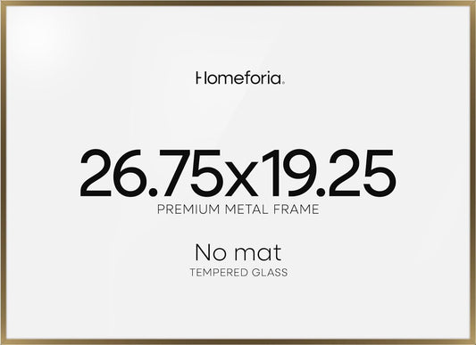 Homeforia 19.25x26.75 Bronze Puzzle Frame, High End Metal 19.25 by 26.75 Picture Frames without Mat, 26.75x19.25 Brass Art Frame for Wall, 19.25by26.75 Puzzle Frames, Tempered Glass, Wall Kit, Set of 1