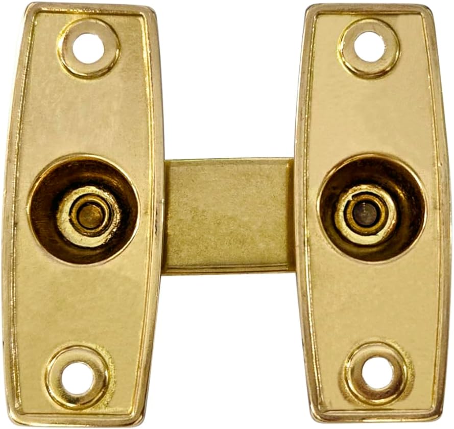 QCAA 2.5" x 2.65", Large, Heavy Forged Solid Brass Door Latch, 180 Degrees Flat Surface Mounting Door Latch Buckle for Doors & Windows, Satin Chrome, 1 Pack, Made in Taiwan