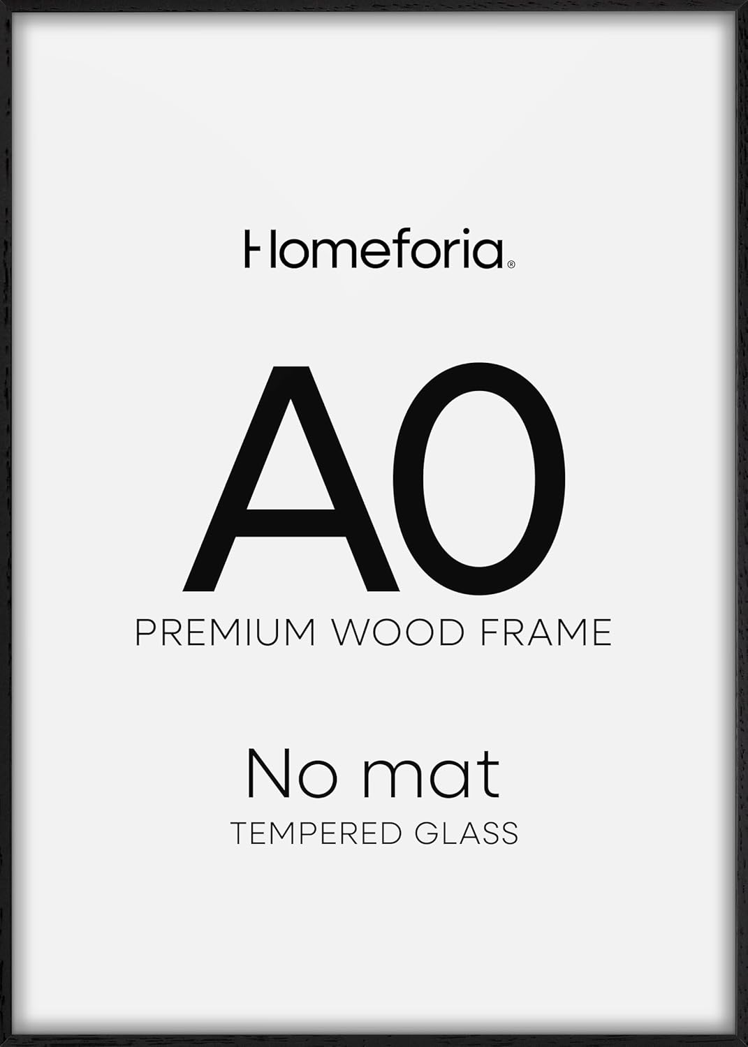 Homeforia Black Wood A0 Frame, High End Oak 33.1 x 46.8 Black Wooden Poster Frames Matted to 23.4 by 33.1 inches Photo, A0 Size Large Wood Picture Frame with Mat A1, Tempered Glass, Wall Kit, Set of 1