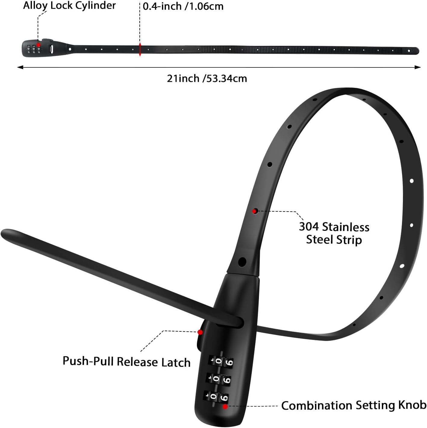 Zip Tie Lock Adjustable Cable Lock for Kids Bike, Fridge, Scooter, Bike Rack, Cabinets, Drawers, Gates, Fences, Helmet,Toolboxes, Lightweight Bicycle Lock, 2 Pack (Black)