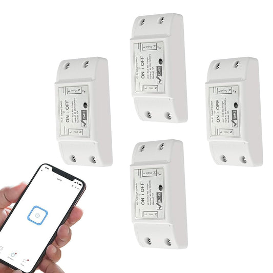 10A Wireless Smart Switch, Wi-Fi Light Switch Compatible with Alexa & Google Home & SmartThings, FCC Certified, No Hub Required Support DIY Module(4 Pack)