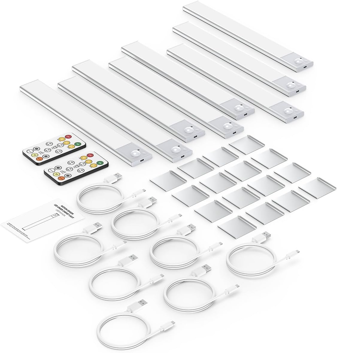 12" Ultra-Thin Under Cabinet Lighting Wireless, Aluminum Alloy Under Counter Lights for Kitchen, 3-Color-Temps Magnetic Closet Lights, Rechargeable Motion Sensor Light Indoor (8 Pack, Silver)