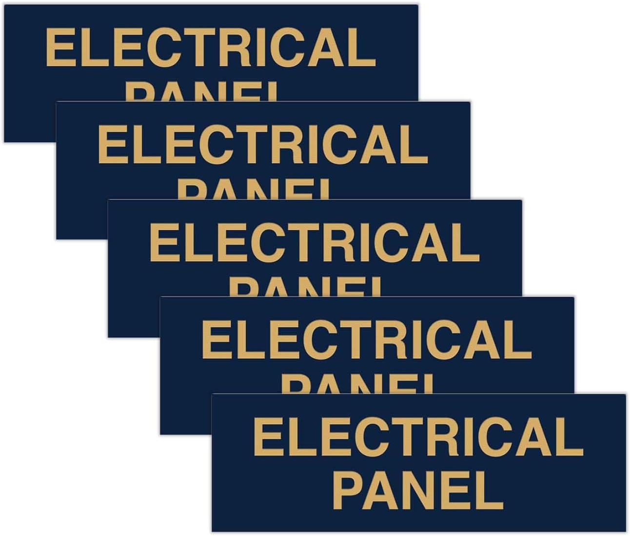 All Quality Basic Electrical Panel Sign - Fire Regulation Safety Compliance Sign - Blue/Gold - Medium (5 Pack)