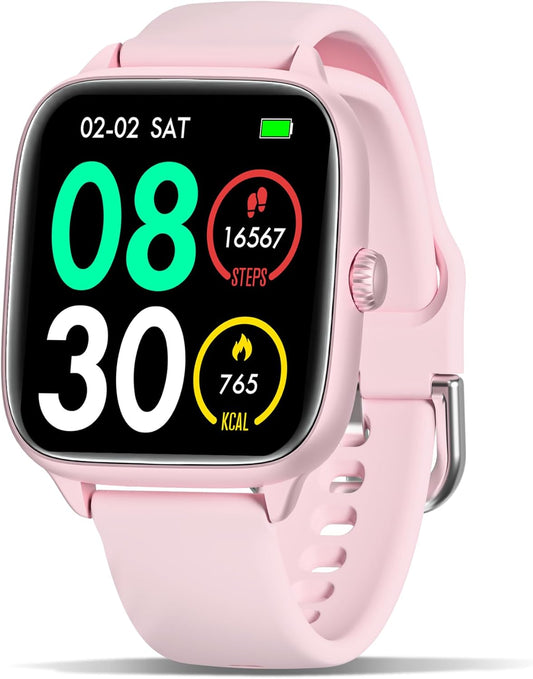 Health Fitness Tracker (Answer/Make Calls), Smart Watch with 24/7 Heart Rate Monitor, Activity Tracker with Blood Pressure, Blood Oxygen, 120+ Sport Modes Sleep Tracker for Women Men (Pink)