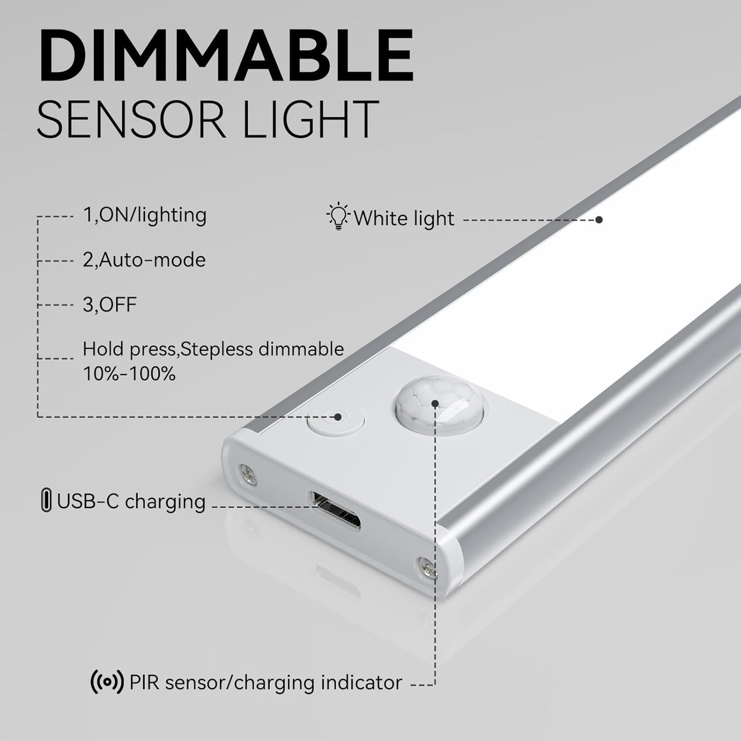 13.7inch Under Cabinet Lighting, LED Magnetic Motion Activated Under Cabinet Lights, Rechargeable Closet Lights 2800mAh Battery Operated, Wireless Dimmable Under Counter Lights for Kitchen 2 Pack