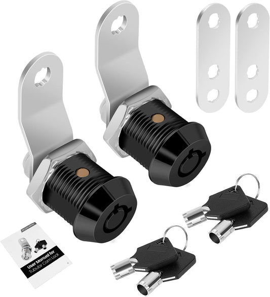 2 Pack Tool Box Lock with Keys, 5/8" RV Storage Lock Keyed Alike, Cabinet Lock Cam Locks for Toolbox Lock Replacement Mailbox RV Compartment Locks with Manual (Black -2 Pack, 5/8 Inch)…