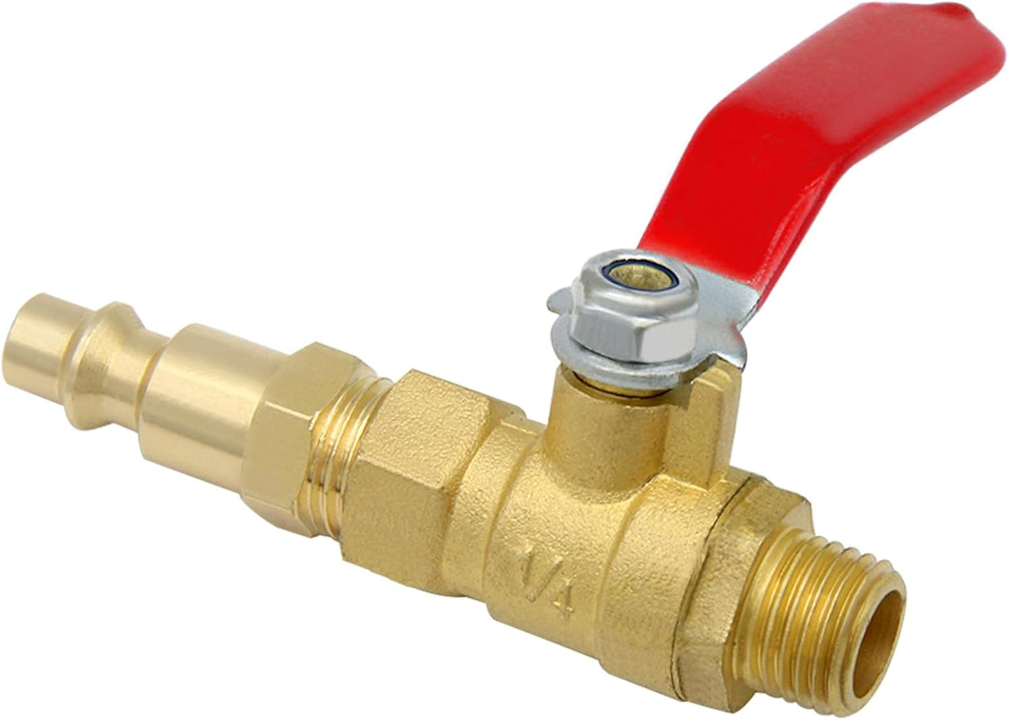 1/4 inch NPT Brass Ball Valve Kit Air Compressor Shut Off Valve With M-Stype Air Plug Fitting 1/4"NPT Male Thread 2 Part Unit