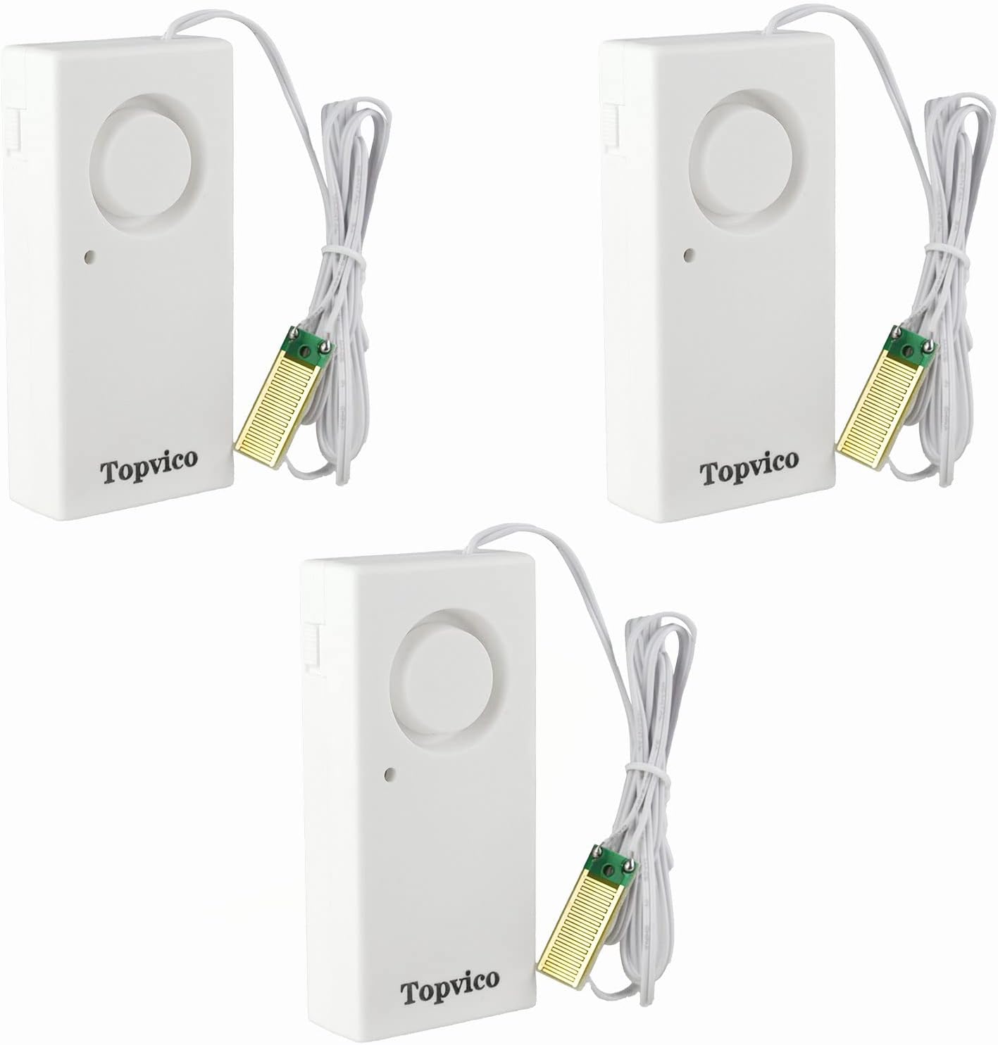 Topvico Water Leak Sensor Detector Flood Alarm for Basement RV Moisture 120dB Work Alone Battery Operated 3 Packs
