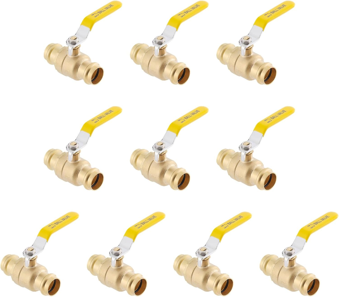 1/2" Press propress Ball Valve with EPDM O-Ring 1/4-Turn Full Port Shut Off Stop Valve for Copper Tubing Connection LF Brass 10PCS